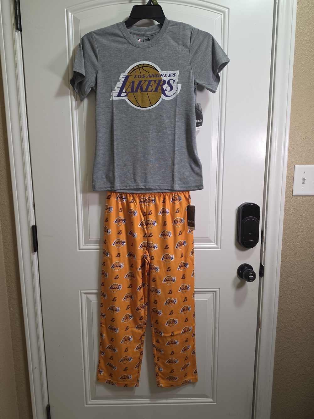 New LA Lakers Boys Pajama Set Size Large 10-12 Ultra Game NWT